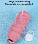 600ml Collapsible Silicone Water Bottle - Pink
