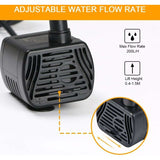 Aquarium Pump 200L/H Submersible USB 3W Ultra-Quiet Adjustable Water Pump