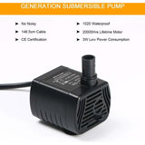 Aquarium Pump 200L/H Submersible USB 3W Ultra-Quiet Adjustable Water Pump