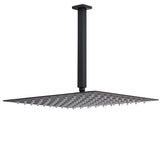 Matt Black 16" Large Rainfall Shower Head 300mm Ceiling Dropper Arm Square Mixer Taps