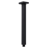Matt Black 16" Large Rainfall Shower Head 300mm Ceiling Dropper Arm Square Mixer Taps