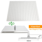 WELS 16" Rainfall Shower Head 300mm Ceiling Dropper Extension Arm Chrome Square Set