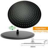 Matt Black Round 16" Extra Large Rain Shower Head 300mm Ceiling Dropper Arm Set