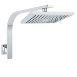 WELS ABS 200mm Square Rain Shower Head & Brass Gooseneck Wall Arm Set WATERMARK