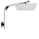 WELS 10" 7.5L/m Chrome Square Rain Shower Head Brass Gooseneck Wall Arm Set