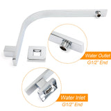 WELS 10" 7.5L/m Chrome Square Rain Shower Head Brass Gooseneck Wall Arm Set