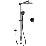 Matt Black 2in1 Round Shower 10" Rain Head 3 Mode Handheld Sliding Rail Diverter Mixer Set