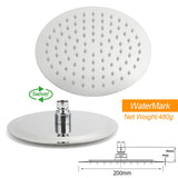 WELS Chrome Round 8" Thin Rainfall Head Handheld Sliding Rail Arm 2in1 Shower Twin Taps Set