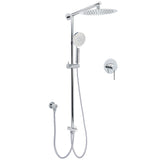 Chrome 10" Round Rain Handheld Daul Shower Head Arm Sliding Rail Wall Mounted Mixer