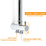 WELS Round 12" Rain Dual Shower Head 3 Modes Handheld Wall Rail Chrome Mixer Valve Set