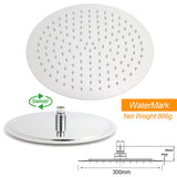 WELS Round 12" Rain Dual Shower Head 3 Modes Handheld Wall Rail Chrome Mixer Valve Set