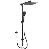 WELS Matt Black 2in1 Set Square 10" Shower Rain Head Handheld Adjustable Silde Rail