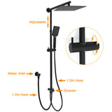 Matt Black 2in1 Set Square 10" Shower Rain Head Handheld Adjustable Silding Rail + Mixer