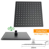 Matt Black 2in1 Set Square 10" Shower Rain Head Handheld Adjustable Silding Rail + Mixer