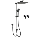 Matt Black Dual Shower Large 12" Square Head Handheld Adjustable Silde Rail Set Twin Taps