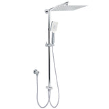WELS Dual Square Shower Head 12" Rain Rose + 3 Modes Handheld Diverter Rail Arm Set