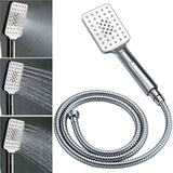 Double Square Shower Head 12" Rain Rose + 3 Modes Handheld Diverter Rail Arm Mixer Set