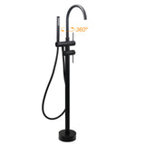WELS Matt Black Bathtub Filler Free Standing Mixer Faucet Tap Spout HandHeld Set