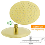 Brushed Gold Twin Shower Set 8" Round Head 3 Modes Handheld Sliding Rail Arm + Mixer