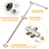 KYLINS Brushed Nickel 12" Square Rain Shower Set - Rail & Handheld