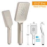 KYLINS Brushed Nickel 12" Square Rain Shower Set - Rail & Handheld