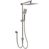 WELS Gun Metal 2in1 Shower Set Square 12" Rainfall Head Handheld Adjustable Silde Rail Combo