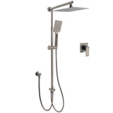 WELS Gun Metal 2in1 Shower Set Square 12" Rain Head 3 Modes Handheld Silde Rail Hot Cold Mixer