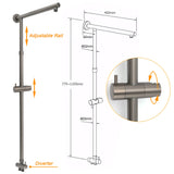WELS Gun Metal Dual Round Shower 10" Rain Head Stainless Steel Handheld Sliding Rail Diverter Set