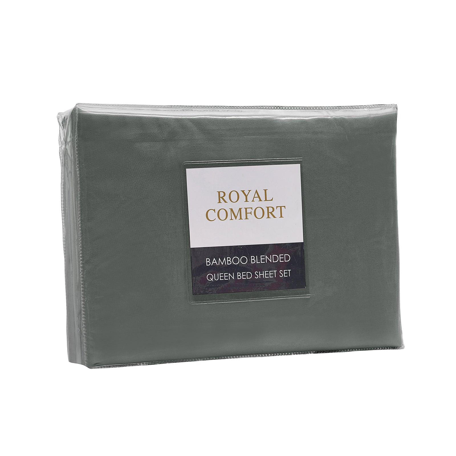Royal Comfort 1000TC Bamboo Blended Sheet Set Queen Charcoal - Ultra Soft Bedding