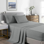 Royal Comfort 2000TC Bamboo Cooling Sheet Set Single Mid Grey - Ultra Soft Bedding