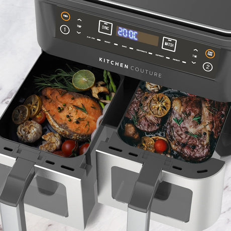Kitchen Couture Dual View 2 x 5 Litre (10 Litre) Air Fryer Stainless Steel - Flea Market