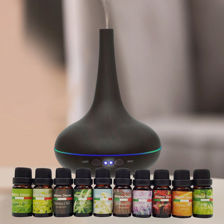 Milano Aroma Diffuser Set With 13 Pack Diffuser Oils Humidifier Aromatherapy - Dark Wood - Flea Market