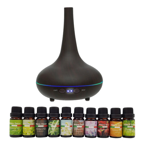 Milano Aroma Diffuser Set With 13 Pack Diffuser Oils Humidifier Aromatherapy - Dark Wood - Flea Market