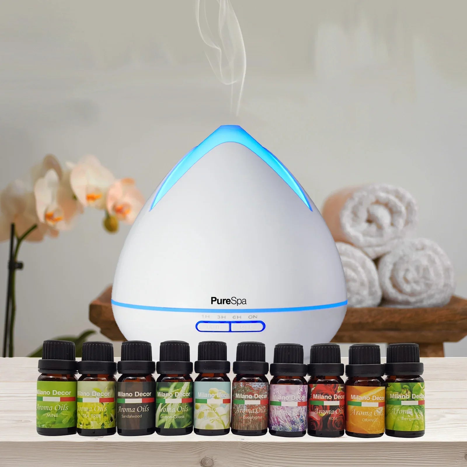 Purespa Diffuser Set With 10 Pack Diffuser Oils Humidifier Aromatherapy - White - Flea Market