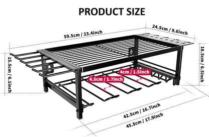 CARLA HOME 2-Tier Power Tool Rack Organizer Wall Mount with Drill Holder & Wrench Hooks for Cordless Tools & Workshop Organization