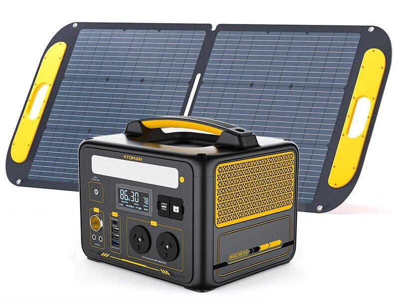 Jump 600X 600W Power Station 110W Solar Panel 10A AC DC Battery Backup