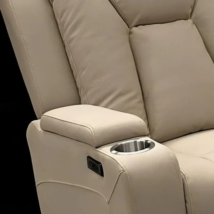 Theatre Electric Recliner Sofa Buckskin Fabric Single Latte - Flea Market