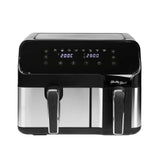 Healthy Choice dual basket air fryer with digital touchscreen display set to 200°C and 28 minutes