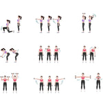 Woman demonstrating dumbbell exercises step by step for home workout routine