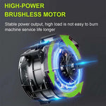 High-power brushless motor with glowing blue and green arrows highlighting stable power output and durability