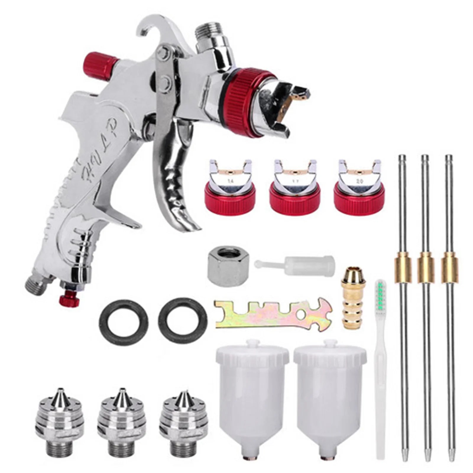 HVLP Spray Gun Kit Gravity Feed Air Paint Sprayer 3 Nozzles 1.4mm 1.7mm 2mm