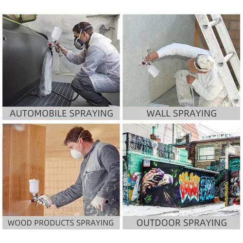 HVLP Spray Gun Kit Gravity Feed Air Paint Sprayer 3 Nozzles 1.4mm 1.7mm 2mm