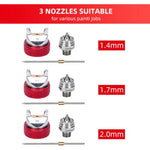 HVLP Spray Gun Kit Gravity Feed Air Paint Sprayer 3 Nozzles 1.4mm 1.7mm 2mm