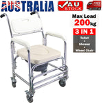 Mobile Shower Commode Chair Aluminum with Footrest - EQUIPMED Wheelchair