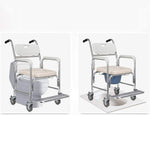 Mobile Shower Commode Chair Aluminum with Footrest - EQUIPMED Wheelchair