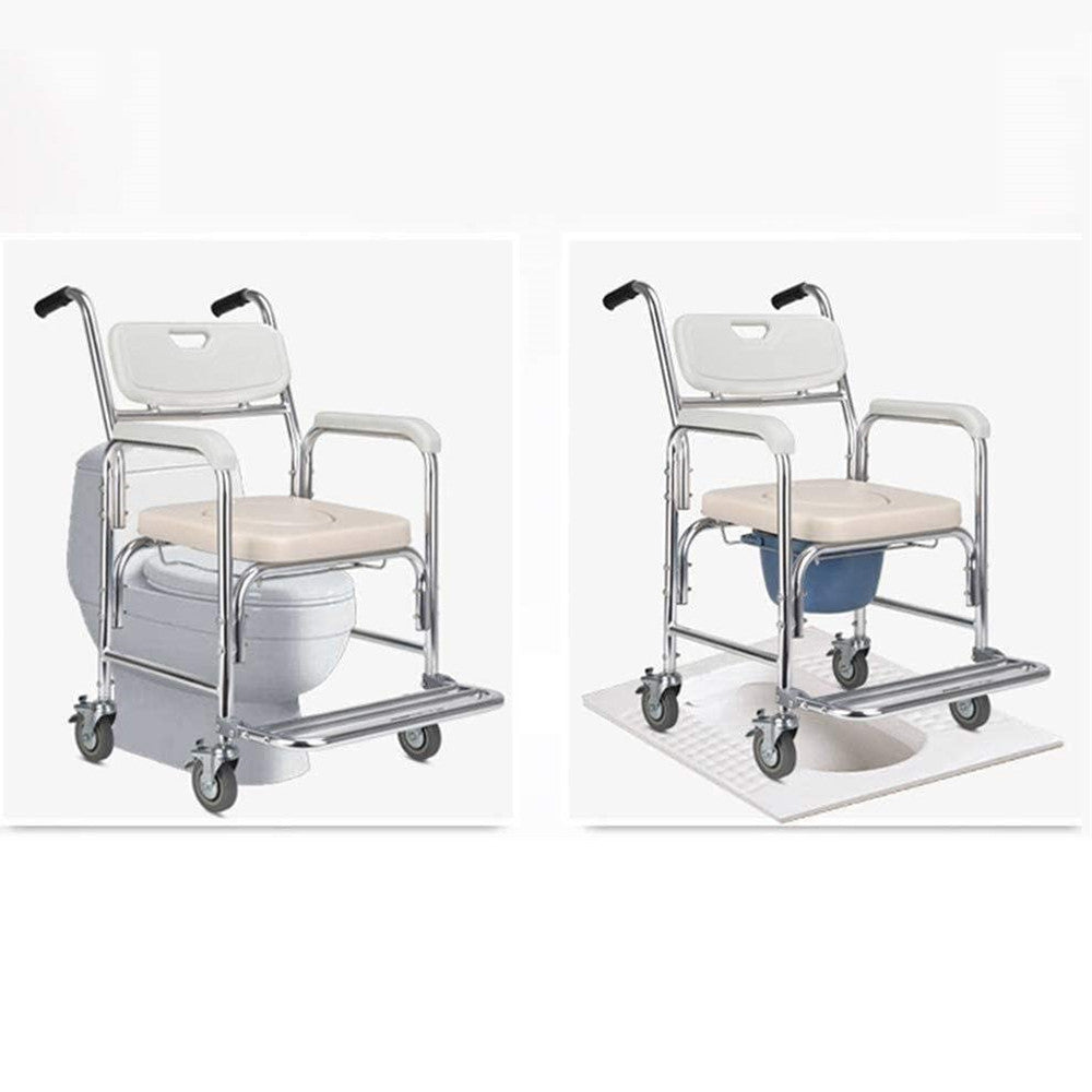 Mobile Shower Commode Chair Aluminum with Footrest - EQUIPMED Wheelchair