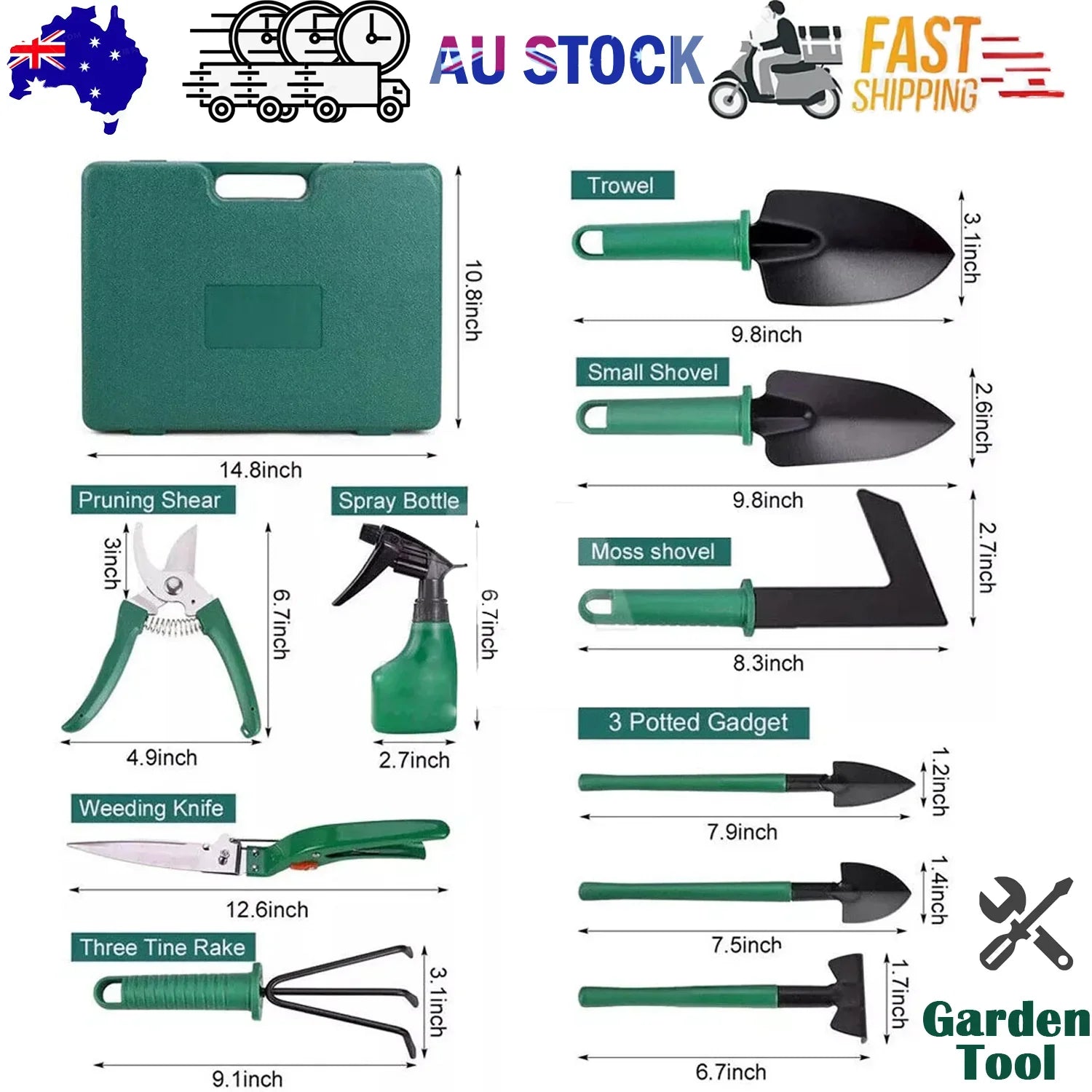 Shovel Harrow Potted Flower Gardening Tools Gift Kit Glove Garden Tool 10Pcs/Set