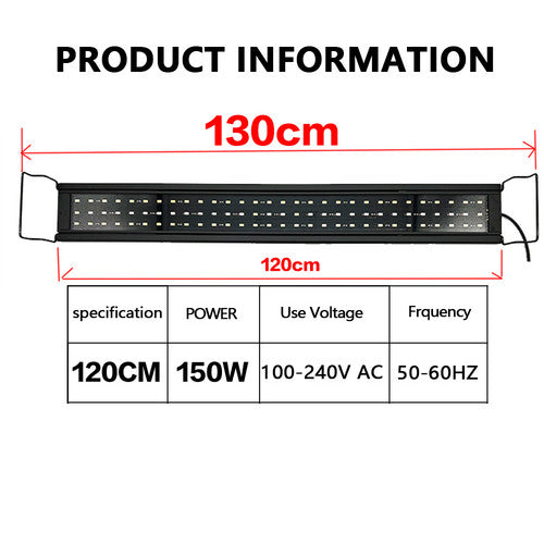 Aquarium LED Light 120cm 150W 244LED Marine Fish Tank Cool White Blue