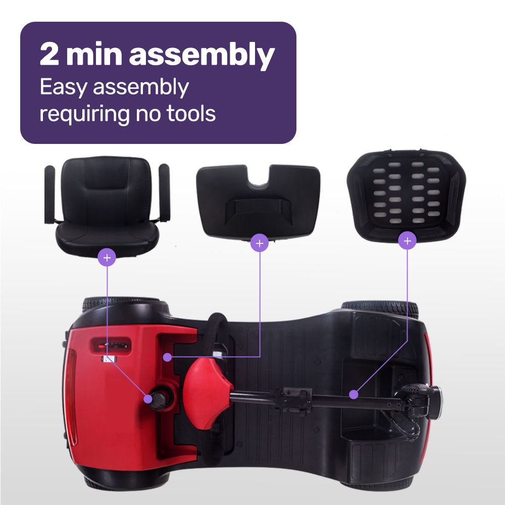 Mobility Scooter Electric 4 Wheel Portable Folding Red