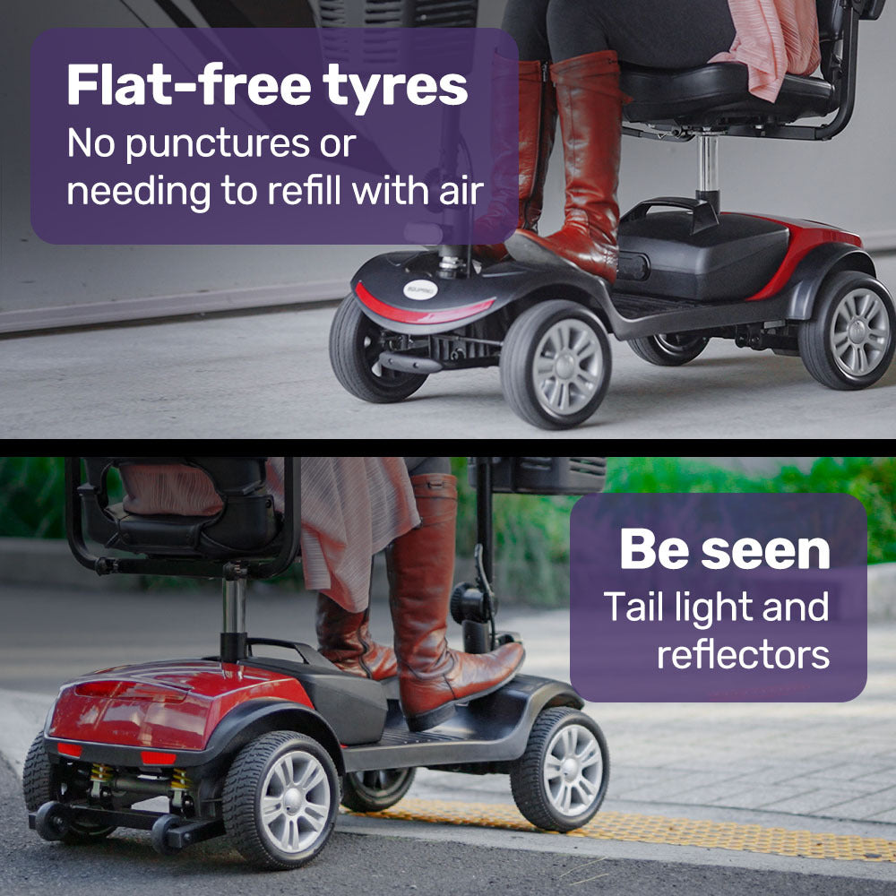 Mobility Scooter Electric 4 Wheel Portable Folding Red